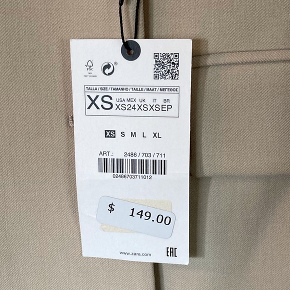 NWT Zara Double Breasted Dress Coat - Picture 6 of 9